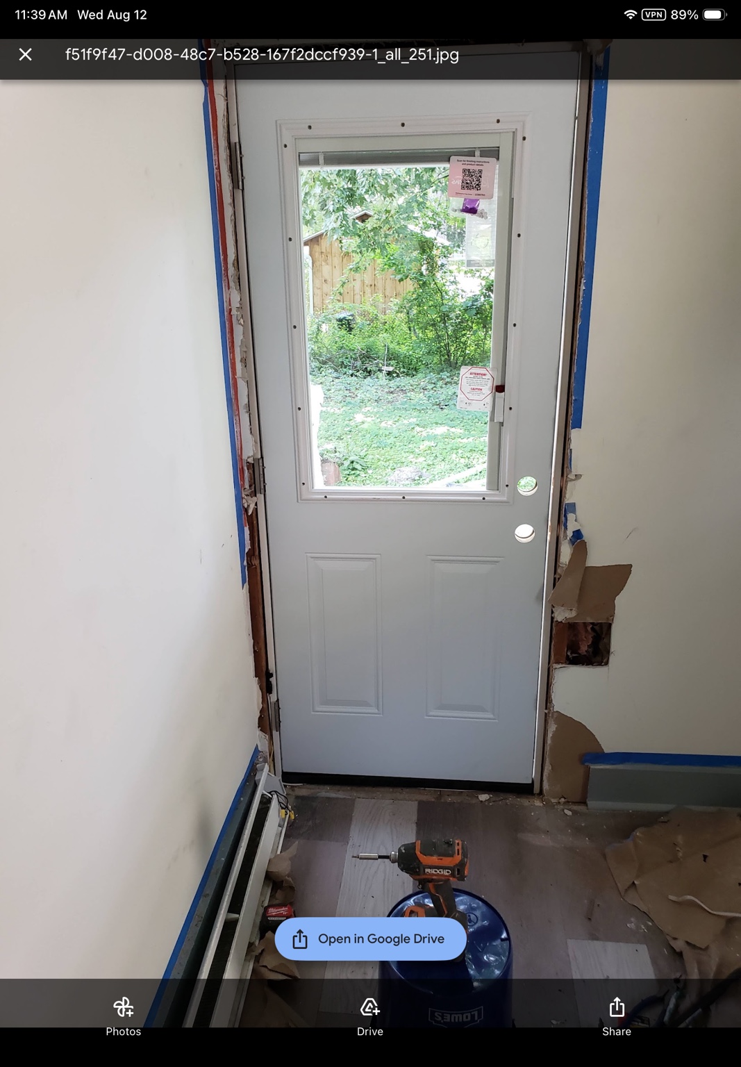 Installed exterior door