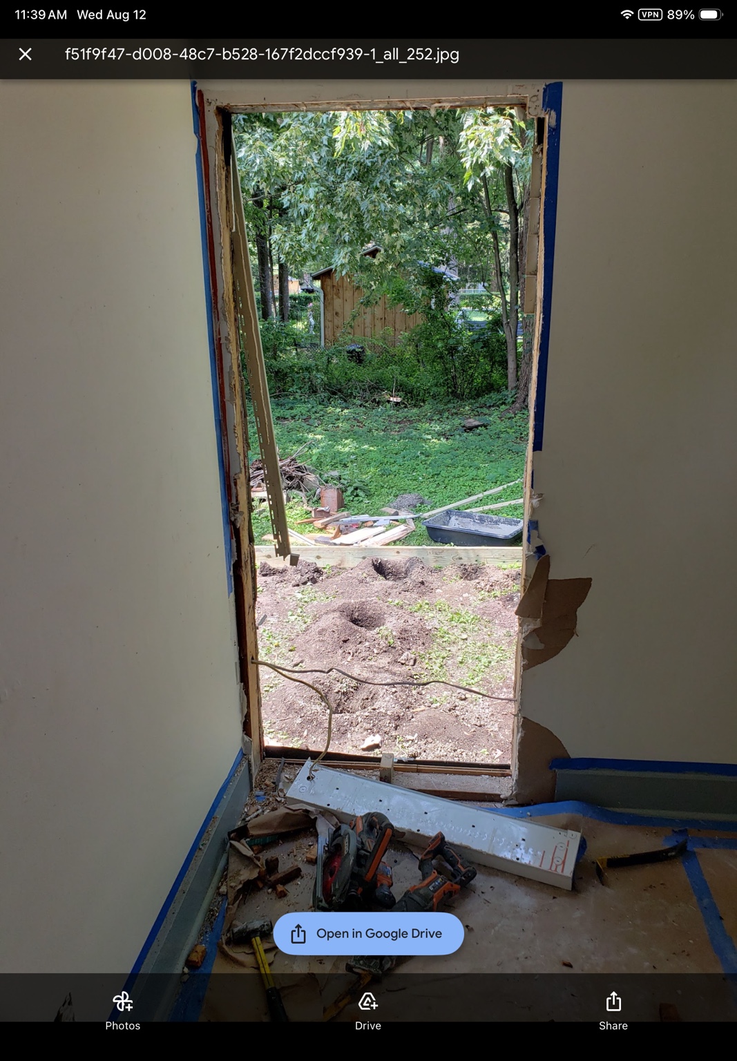 Window or door opening before installation